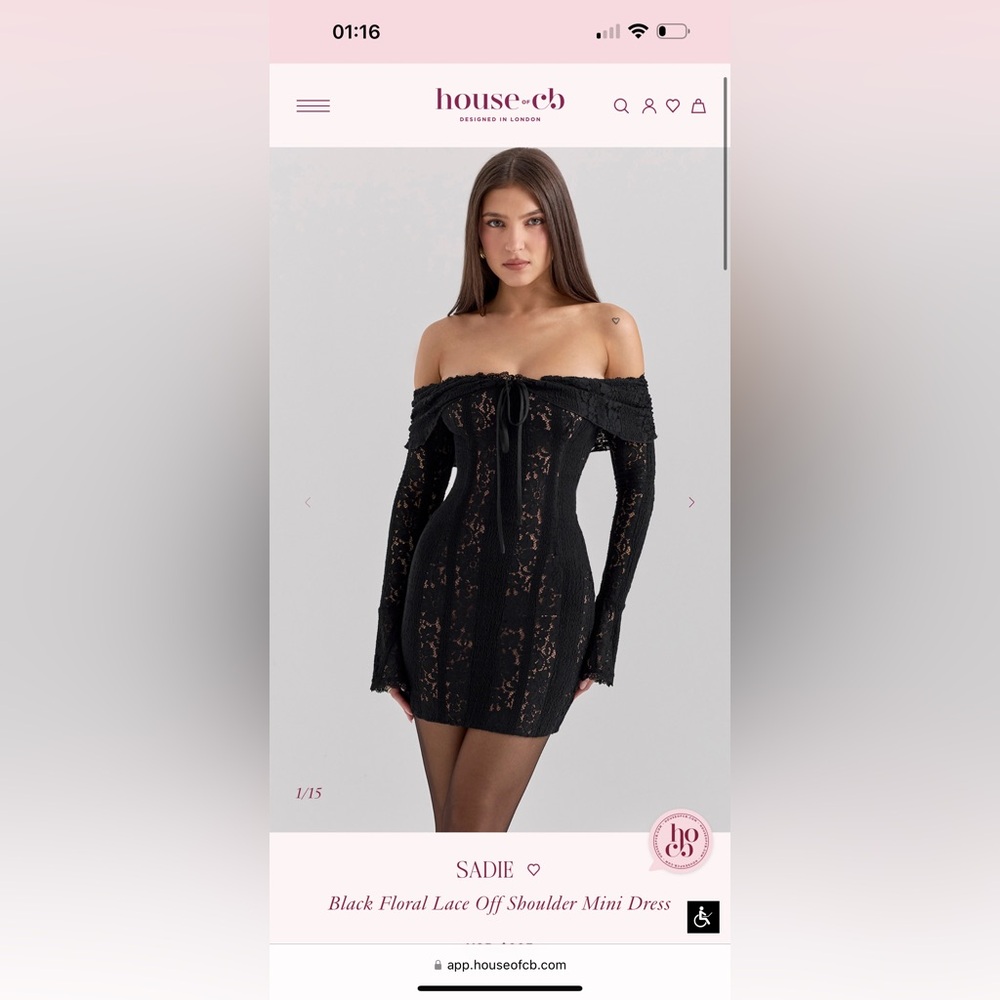 House of cb Elegant Black Lace Off-Shoulder Top
